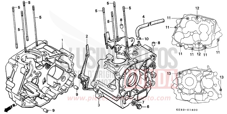 KURBELGEHAEUSE von CB1300 Super Bold'or ABS SCHWARZ (NH1) von 1996